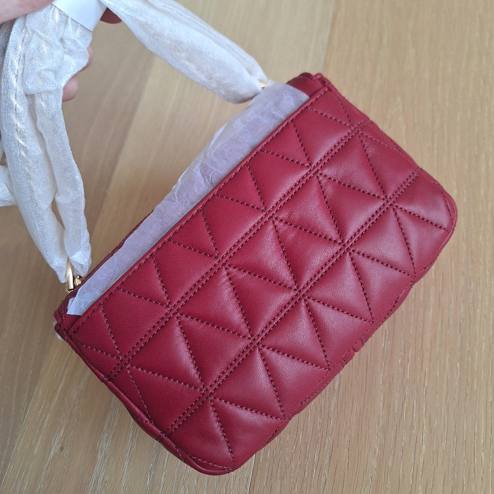 NWT Michael Kors Sloan Quilted Bag Small Size Maroon - Picture 5 of 10